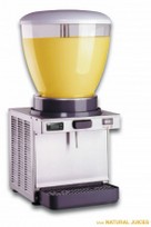 Distribuidoras de zumo natural capacida deposito 12 lt. Potencia 300 W. Temperatura +1º/+5ºC. Medidas: 360*380*640 mm.