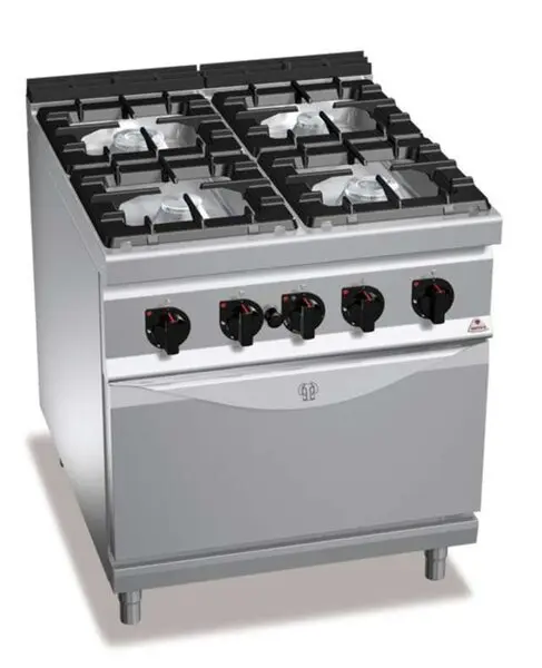Cocina eléctrica 4 fuegos cuadrados con horno eléctrico GN 2/1