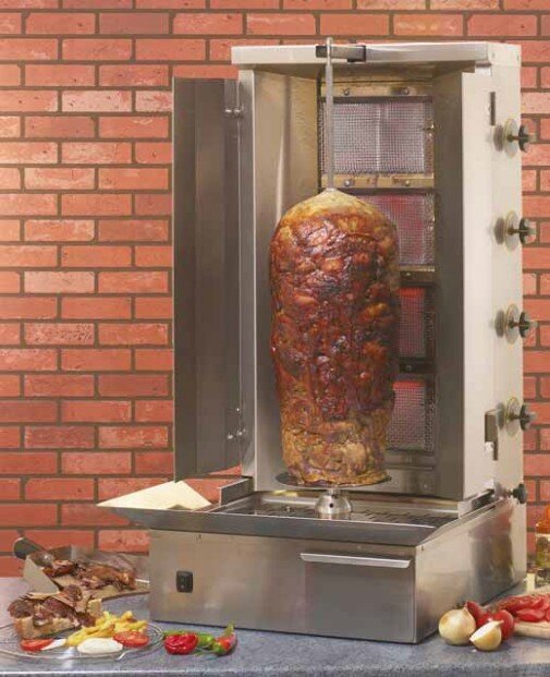 Asador giratorio (kebab) a gas ajustable