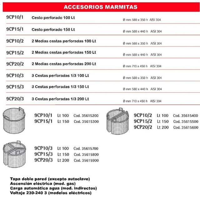 MARMITAS BERTOS MAXIMA 900 DIRECTAS, INDIRECTAS Y AUTOCLAVE
