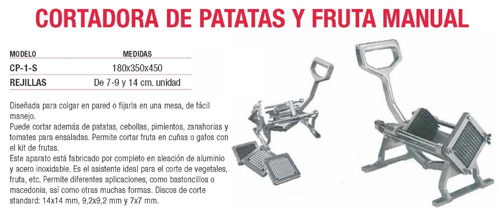 <img src="cortador de patas y fruta.jpg" alt="Cortadora de patatas y frutas manual ">